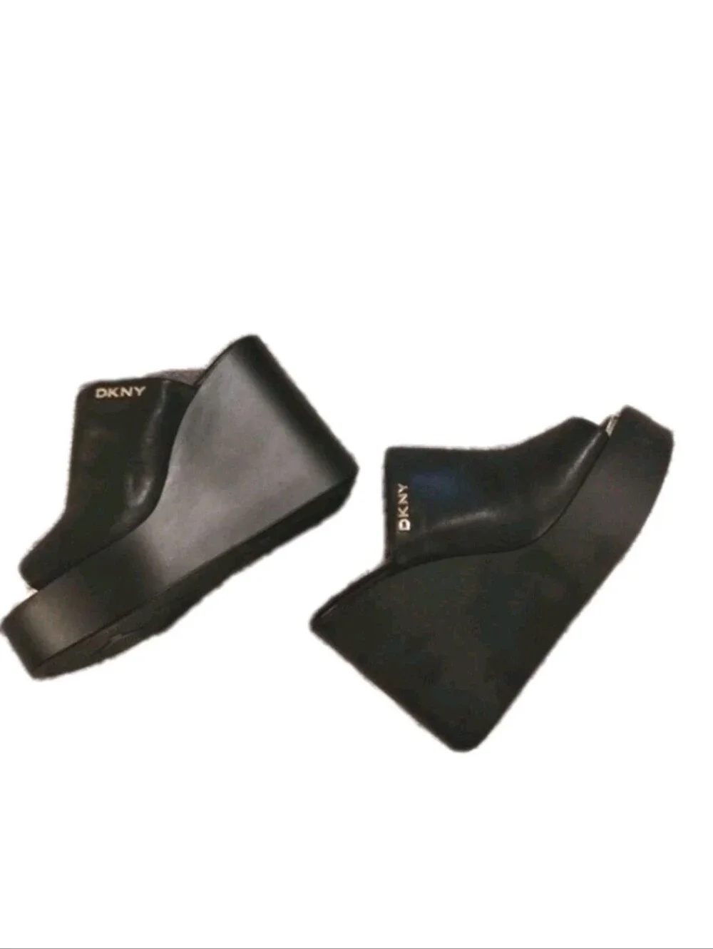 DKNY Pen Logo SlipOn Slide Platform Mule Wedge Sandals